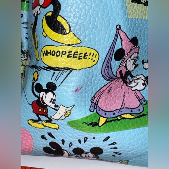 Disney Parks Authentic Mickey & Minnie Mouse Comic Strip Handbag Purse Blue - Picture 13 of 16